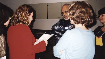 Western Washington University students chat with Robert Moses after their presentation at the Washington Center conference in February 2003. Photo courtesy of Karen Casto