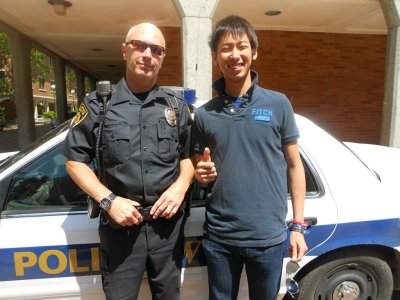 Yuki Watanabe poses with Ron Carpenter, a Western Washington University Police officer. Courtesy photo