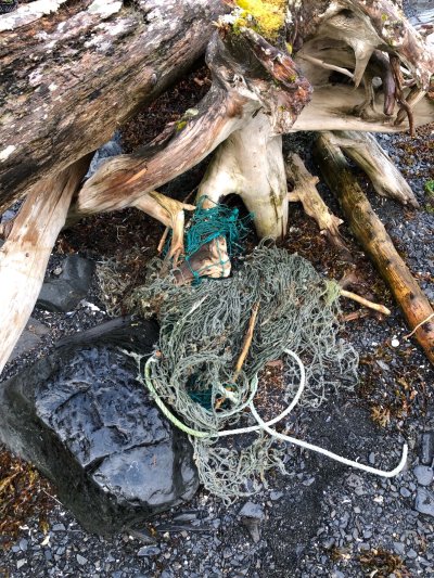 Last summer 's beach cleanup pulled more than 5,000 pounds of netting off of Afognak's beaches. (photo by Christofer Owen)