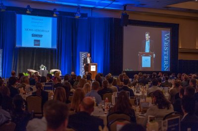 WWU President Bruce Shepard speaks at the Seattle Business Forum on April 26. Courtesy photo