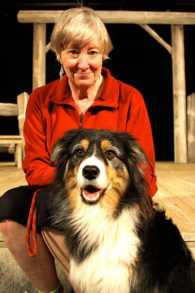 Director Maureen O'Reilly and Stella. Stella, an Australian shepherd, is owned by Jessie Phillips, Western's box office manager. Courtesy photo